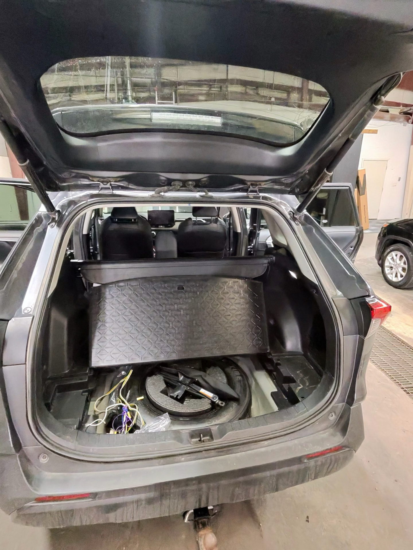 Cleaned cargo area and spare wheel well of a Toyota RAV4